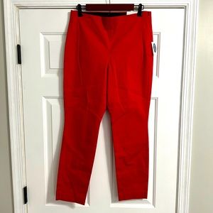 NWT Red Flat Front Old Navy Red Ankle Pants Skinny, Holiday, Christmas, Size 8